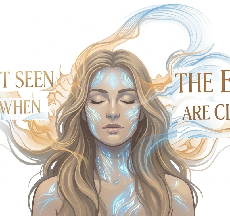 Woman with eyes closed surrounded by flowing light, illustrating LEDON's NIR-embedded Wellness Lighting